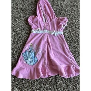 Disney Princess Cinderella Pink Hooded‎ Terry Cloth Swim Cover Up Dress